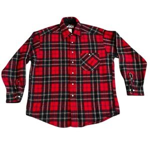 VINTAGE‎ Woolrich Shirt Mens Medium Flannel Plaid Wool Outdoors Camp 70s 80s USA